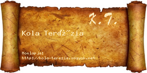 Kola Terézia névjegykártya